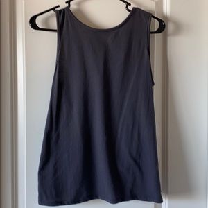 Grey Fabletics athletic tank top, with open back